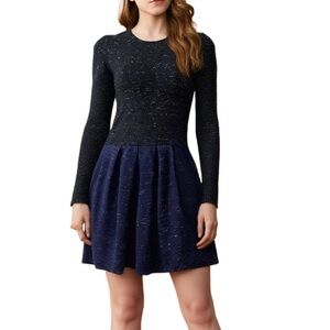 Wilfred Tartine LBD Colorblock Flare Dress in Black & Blue Size 2